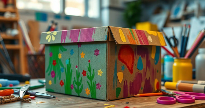 Transforme sua Caixa de Papelão Decorada em uma peça única para sua casa Transforme sua Caixa de Papelão Decorada em uma peça única para sua casa